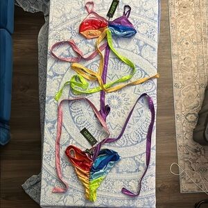 Club Exx Colorful Rainbow Bikini Set